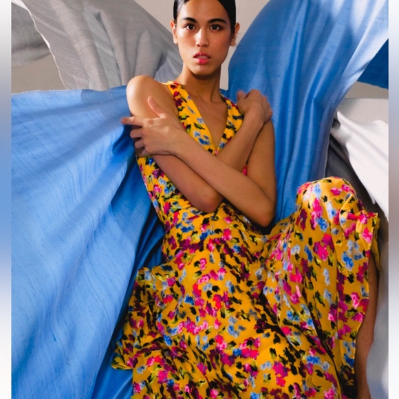 Saloni Rita Abstract Floral Multicolor Halter Midi Dress - Picture 2 of 9